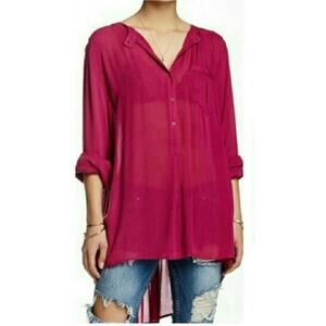 Free People High-Low Button Down Tunic Top